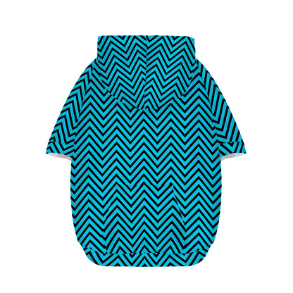 Black And Blue Chevron Pattern Print Dog Zip Up Hoodie