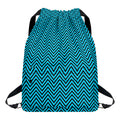 Black And Blue Chevron Pattern Print Drawstring Backpack