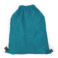 Black And Blue Chevron Pattern Print Drawstring Bag