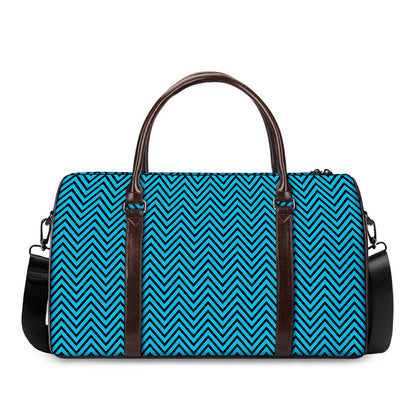 Black And Blue Chevron Pattern Print Duffle Bag