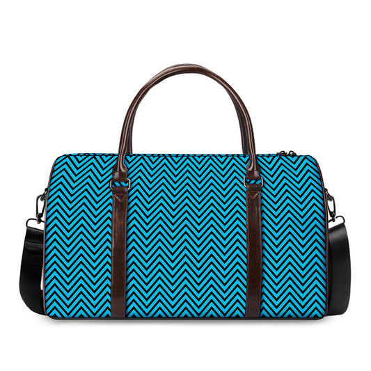 Black And Blue Chevron Pattern Print Duffle Bag