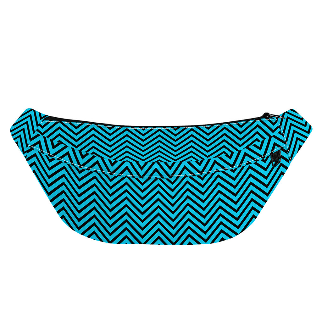 Black And Blue Chevron Pattern Print Fanny Pack