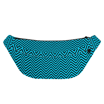 Black And Blue Chevron Pattern Print Fanny Pack