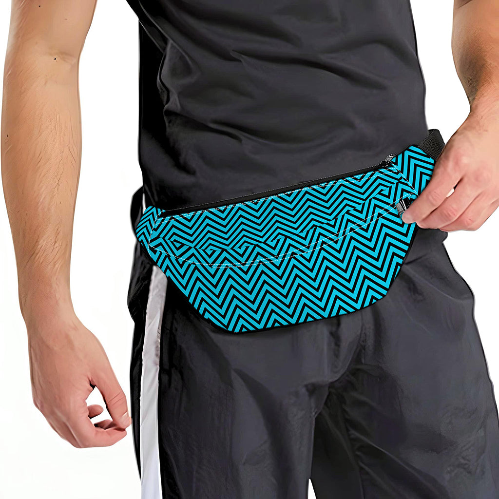 Black And Blue Chevron Pattern Print Fanny Pack