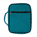 Black And Blue Chevron Pattern Print Front Pocket Bible Bag