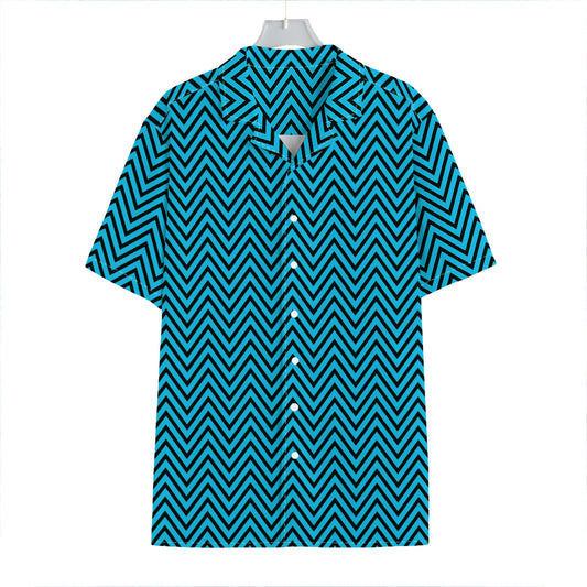 Black And Blue Chevron Pattern Print Hawaiian Shirt