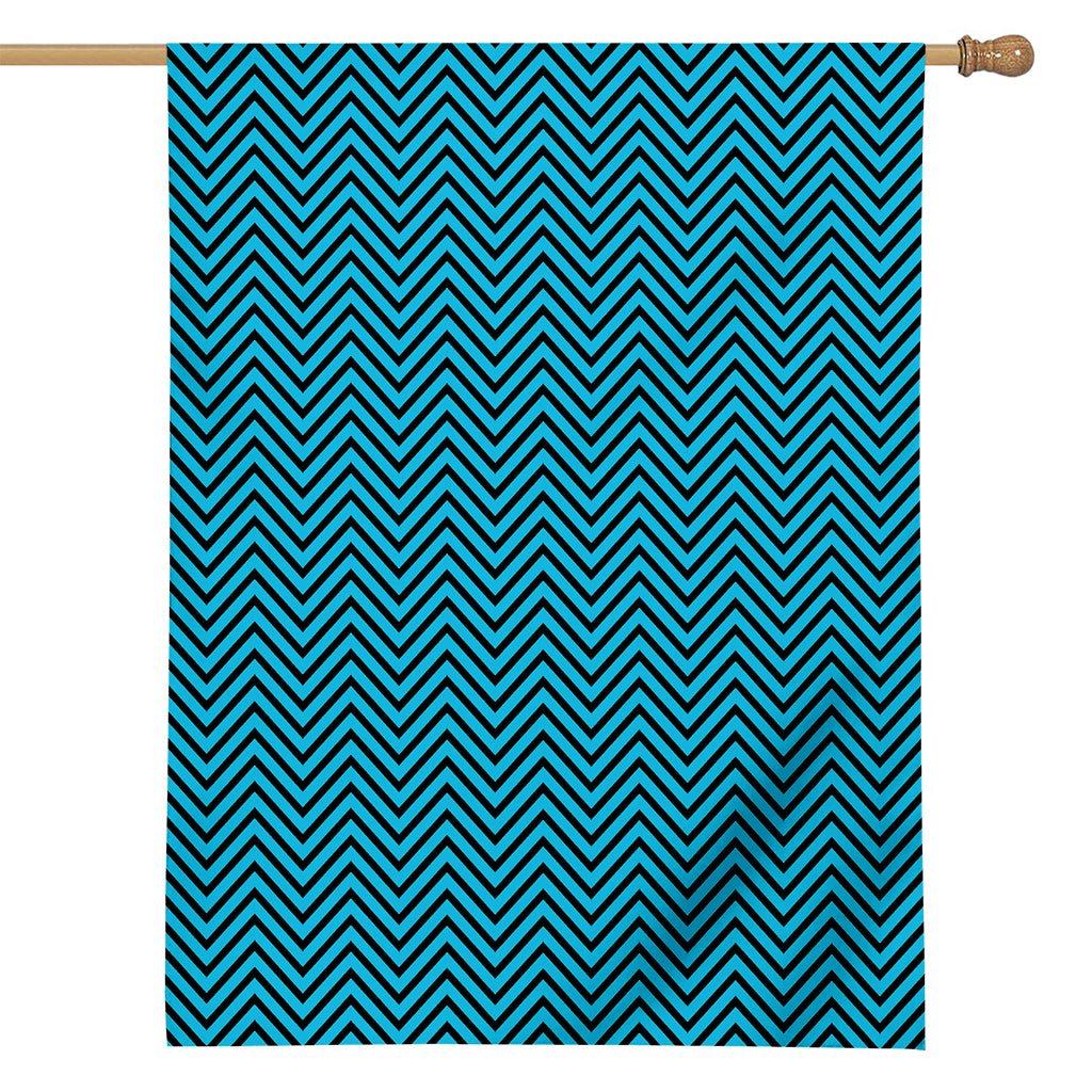 Black And Blue Chevron Pattern Print House Flag