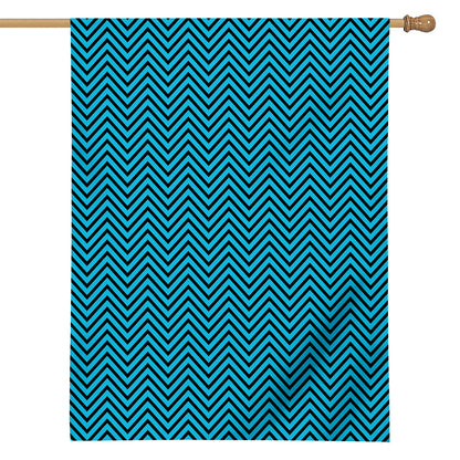 Black And Blue Chevron Pattern Print House Flag