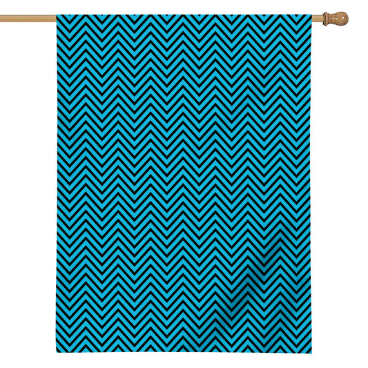 Black And Blue Chevron Pattern Print House Flag