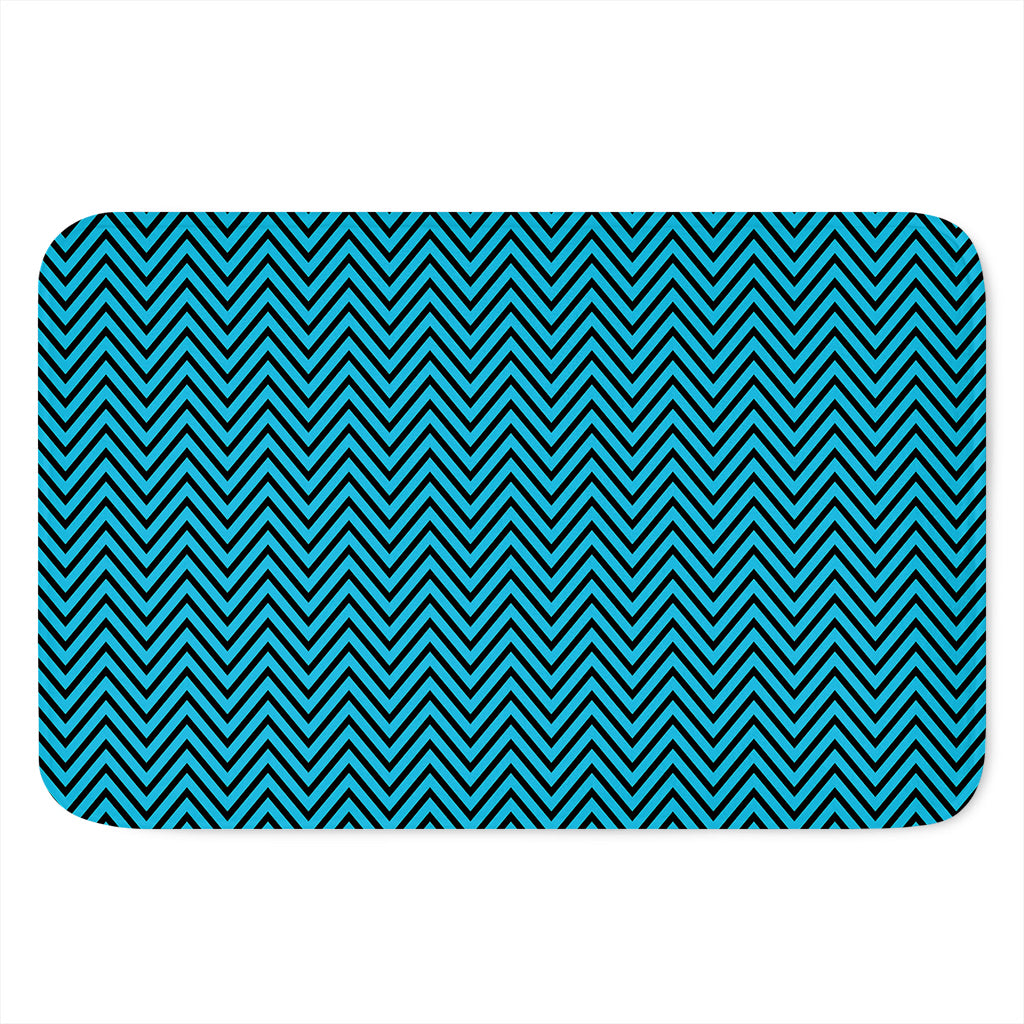Black And Blue Chevron Pattern Print Indoor Door Mat