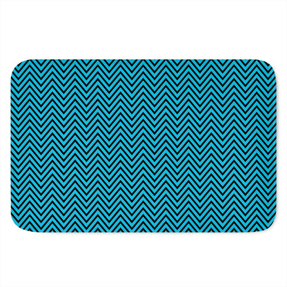 Black And Blue Chevron Pattern Print Indoor Door Mat