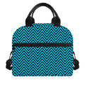 Black And Blue Chevron Pattern Print Insulated Lunch Bag