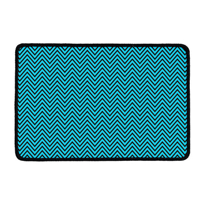 Black And Blue Chevron Pattern Print Kitchen Mat