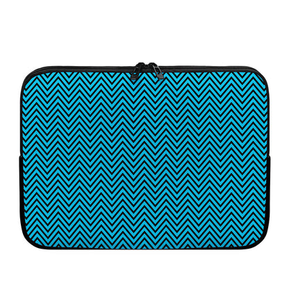 Black And Blue Chevron Pattern Print Laptop Sleeve