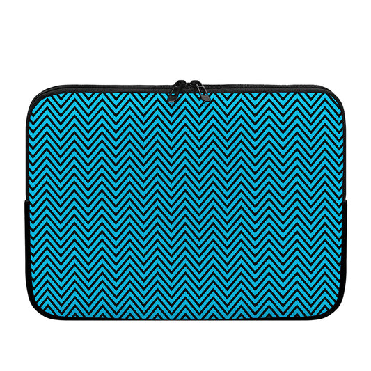 Black And Blue Chevron Pattern Print Laptop Sleeve