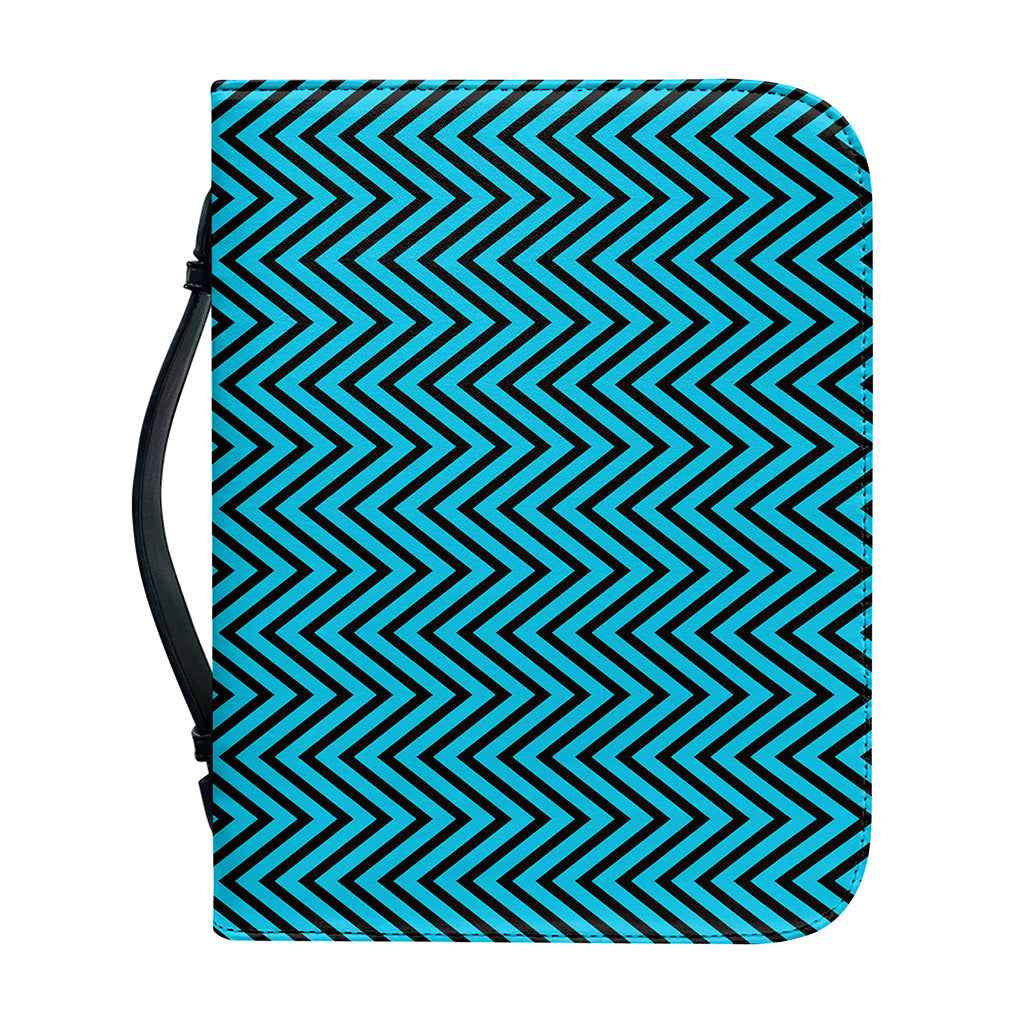 Black And Blue Chevron Pattern Print Leather Bible Cover