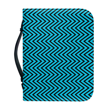 Black And Blue Chevron Pattern Print Leather Bible Cover