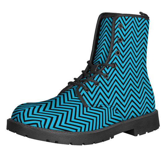 Black And Blue Chevron Pattern Print Backpack