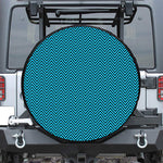 Black And Blue Chevron Pattern Print Leather Spare Tire Cover