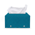 Black And Blue Chevron Pattern Print Leather Tissue Box Cover