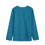 Black And Blue Chevron Pattern Print Long Sleeve Short Coat