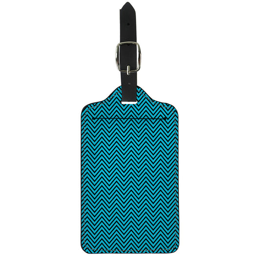 Black And Blue Chevron Pattern Print Luggage Tag