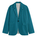 Black And Blue Chevron Pattern Print Men's Blazer
