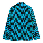 Black And Blue Chevron Pattern Print Men's Blazer