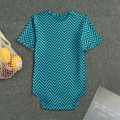 Black And Blue Chevron Pattern Print Men's Bodysuit