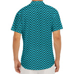 Black And Blue Chevron Pattern Print Men's Deep V-Neck Shirt