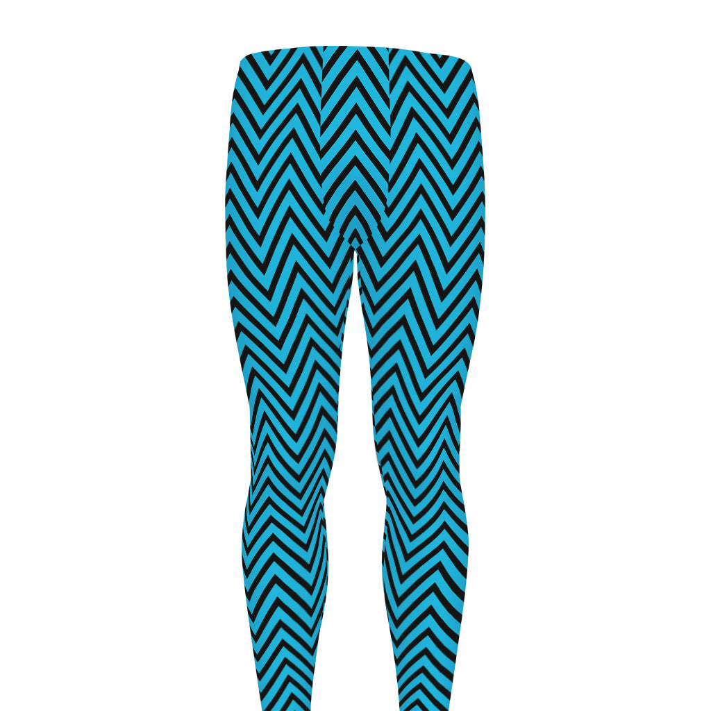 Black And Blue Chevron Pattern Print Men's leggings
