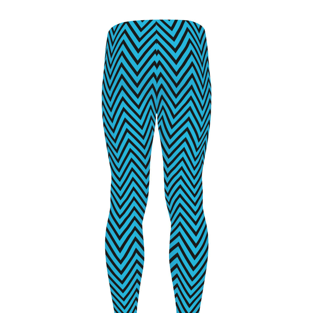 Black And Blue Chevron Pattern Print Men's leggings