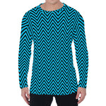 Black And Blue Chevron Pattern Print Men's Long Sleeve T-Shirt