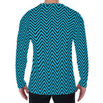 Black And Blue Chevron Pattern Print Men's Long Sleeve T-Shirt