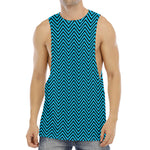 Black And Blue Chevron Pattern Print Men's Muscle Tank Top