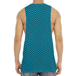 Black And Blue Chevron Pattern Print Men's Muscle Tank Top