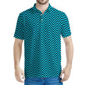 Black And Blue Chevron Pattern Print Men's Polo Shirt