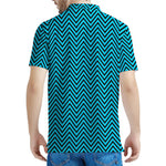 Black And Blue Chevron Pattern Print Men's Polo Shirt