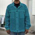 Black And Blue Chevron Pattern Print Men's Shirt Jacket