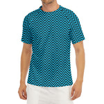 Black And Blue Chevron Pattern Print Men's Short Sleeve Rash Guard