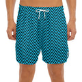 Black And Blue Chevron Pattern Print Men's Split Running Shorts