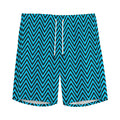 Black And Blue Chevron Pattern Print Men's Athletic Shorts