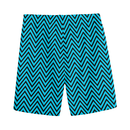 Black And Blue Chevron Pattern Print Men's Sports Shorts