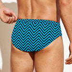 Black And Blue Chevron Pattern Print Men's Swim Briefs