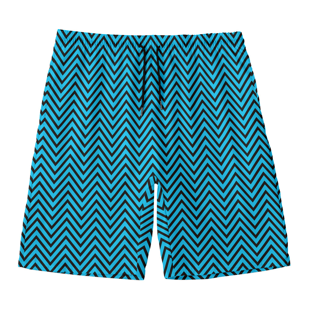 Black And Blue Chevron Pattern Print Men's Swim Trunks