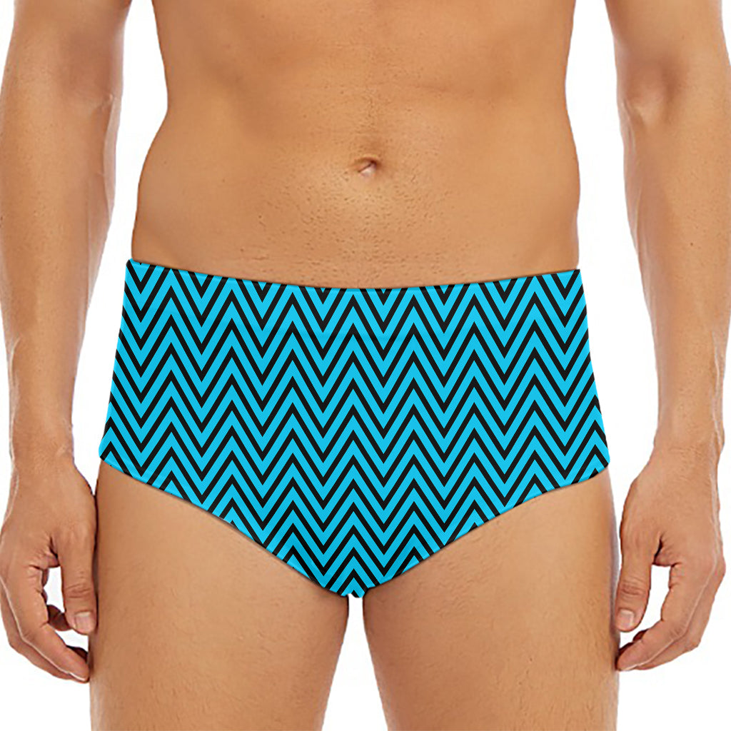 Black And Blue Chevron Pattern Print Men's Triangle Swim Briefs