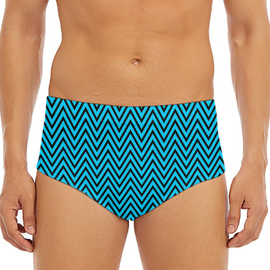 Black And Blue Chevron Pattern Print Men's Triangle Swim Briefs