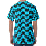 Black And Blue Chevron Pattern Print Men's Velvet T-Shirt