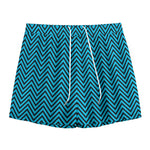 Black And Blue Chevron Pattern Print Mesh Shorts