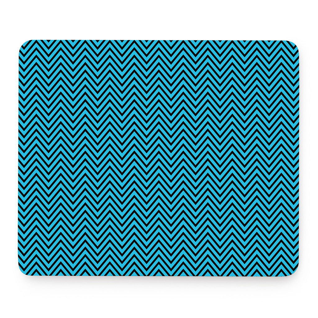 Black And Blue Chevron Pattern Print Mouse Pad